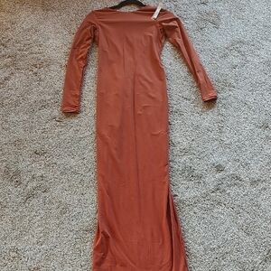 NWT SKIMS Saffron Everyday Low Back Long Dress Size S